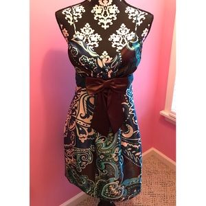 Paisley Silky Dress with Bow